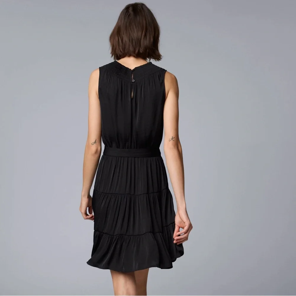 Simply Vera Wang Black Pleated Mini Sundress - Picture 2 of 5